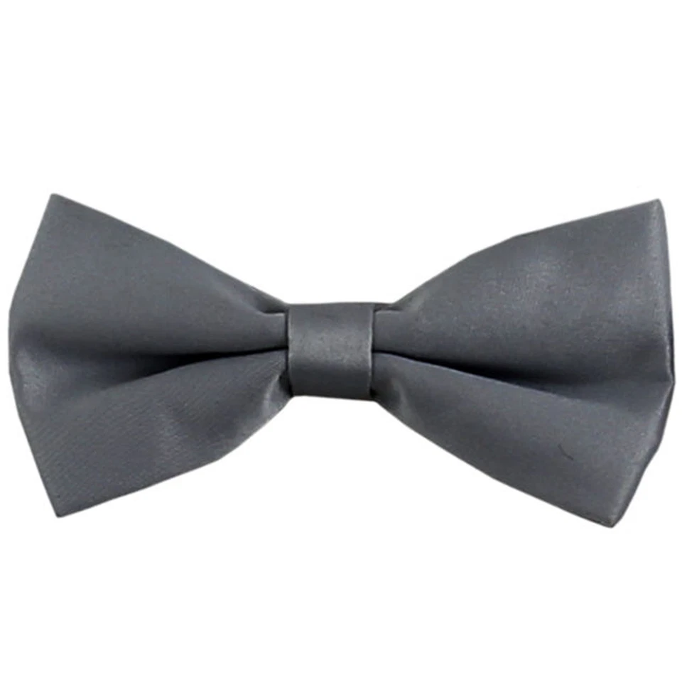 Charcoal Gray Kid's Straight Cut Solid Pre-tied Strap Bowtie Boy's Bowtie Foto 1 de 1