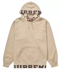 SS21 SUPREME CROPPED LOGOS HOODED SWEATSHIRT PULLOVER HOODIE TAN SZ XXL - Picture 1 of 3