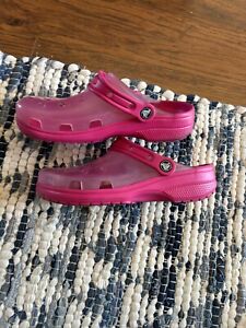 CROCS CLASSIC TRANSLUCENT Marble Clogs Clear Pink WOMEN'S SIZE 8
