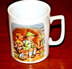 Vintage Swiss Boy Girl Japan Mug Hummel Style Children Hobo Dressed Cup - Picture 1 of 6