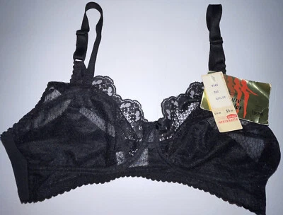 Vintage Berlei Black 36C Non Wired Non Padded Bra Lacey & Feminine Still Has Tag - Image 1 of 4