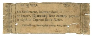 1816 Huntington County Pennsylvania 25 Cents PA (L5147) - Picture 1 of 2