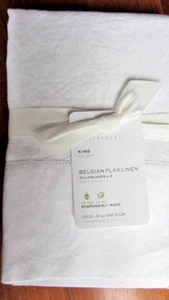 Pottery Barn Belgian Flax Linen SET of 2 Pillowcases KING 36"X20" White - Picture 1 of 8