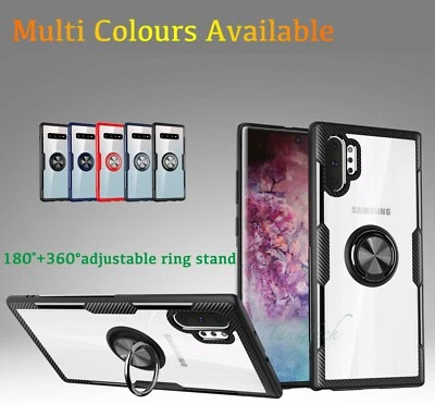 Capa estojo suporte anel transparente resistente à prova de choque para Samsung S10, Note10,10+ - Imagem 1 de 4