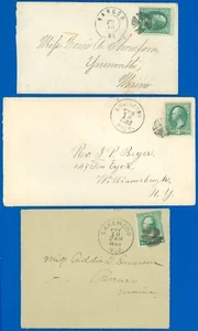 US LOT/3 Covers, Different CROSSROADS FANCY CANCELS! 1870's 3¢ Greens! - Picture 1 of 2