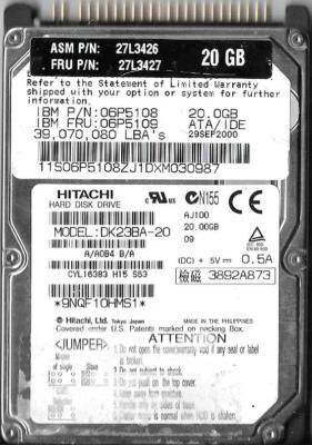 HITACHI DK23BA-20 20GB IDE HARD DRIVE  A/A0B4 B/A - Image 1 of 2