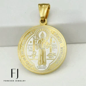 Unisex Stainless Steel,Gold,SAN BENITO 27mm Circle Charm Pendant + Box - Picture 1 of 3