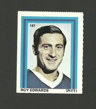Roy Edwards Goalie #167 Pittsburgh Penguins 1971-72 Eddie Sargent Hockey Stamp