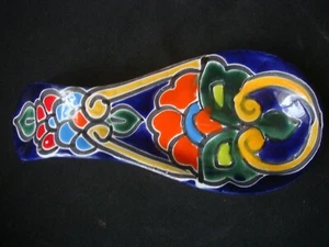 Spoon, Mexican Talavera Hand-Painted Clay Spoon Rest Kitchen Art  - Picture 1 of 4