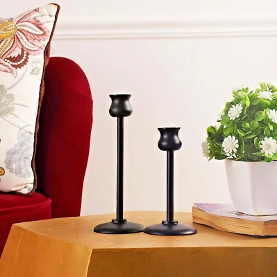 Único Juego de 2 Candelabros Jarra Negra para Halloween Foto 1 de 4