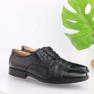 Clarks Men's Tilden Oxford Size 10.5 M Black Leather Cap Toe Dress Shoe Comfort - Image 1 of 4