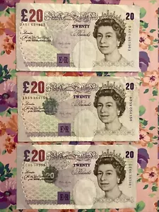 Lot Of (3) 20 Pounds Bank of England Elizabeth II Sir Edward Elgar 1999-2004 - Picture 1 of 8