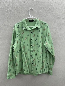 Jogal Mens Shirt Size XL Long Sleeve Button Up Green Holiday Christmas Party - Picture 1 of 11