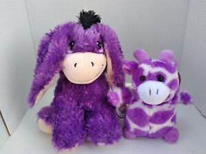 Nanco Floppy Ear Purple Sparkle Donkey Plush w/ Purple Giraffe Plush w/tags