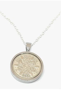 1935 Birthday Solid Silver Plated Pendant 90th Birthday sixpence + 18 inch Ch - Picture 1 of 1