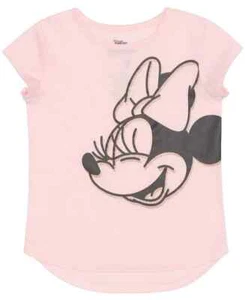 Disney Minnie Mouse Happy Graphic Print T-Shirt Little Girls 6 Pink Short Sleeve - Picture 1 of 14