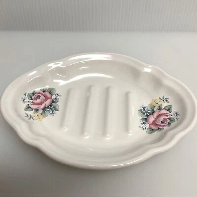 Jabonera de colección PFALTZGRAFF rosa de té porcelana rosas crestas 1989 blanco roto rosa + Foto 1 de 4