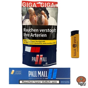 Pall Mall Red/Rot Volumentabak Giga Beutel 95g + 200 Blue Xtra Hülsen, Feuerzeug
