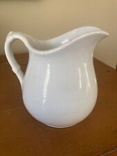 Antique 6.5" WHITE IRONSTONE Chunky PITCHER - Unmarked