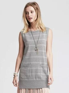 $ 89 Banana Republic ärmellos grau Baumwolle Strick Tunika Pullover Tank Medium Neu mit Etikett - Bild 1 von 6