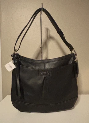 Coach Park Black Leather Duffle Shoulder Crossbody Bag F19726 - Image 1 of 4