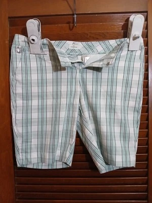 Pantalones cortos elásticos Dockers Golf para mujer verde/blanco talla 16 real 35x11 Foto 1 de 3