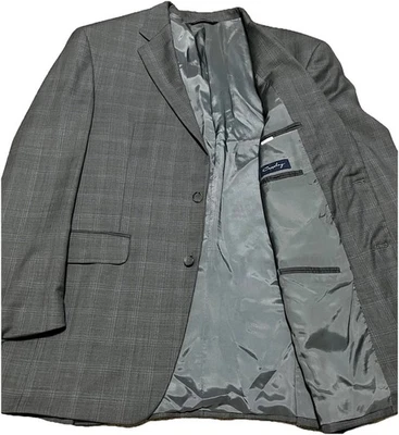 COPPLEY - 46L - Mid Gray Plaid 100% Wool Sport Coat Blazer - Image 1 of 4