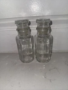 Rare 8 Sided Vintage Apothecary / Spice Glass Jars w/ Glass Cap: Airtight Set 2 - Picture 1 of 4