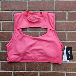 Peloton Womens Sports Bra Pink Cadent Rib Mock Neck Keyhole Cutout XL Workout - Picture 1 of 11