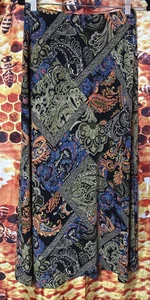 Coldwater Creek Maxi Skirt Slinky Elastic Waist Pull-On Sz S Paisley Whimsigoth - Picture 1 of 3