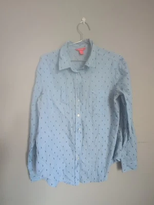 Joe Fresh Shirt Medium Mens Blue White Polka dot Button Down Long Sleeve Casual - Image 1 of 4