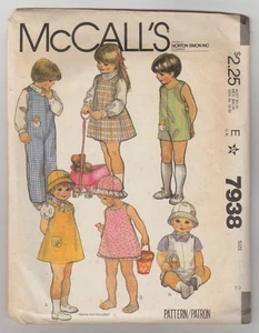 McCall's 7938: Toddler & Child - Jumper, Jumpsuit, Hat, Toy, w/Transfer VTG 1982 - Picture 1 of 2