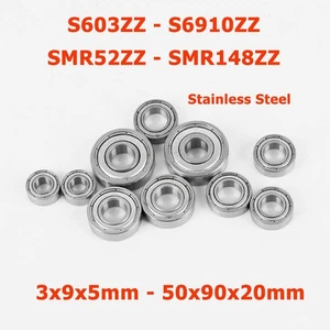 Stainless Steel Deep Groove Ball Bearings S603ZZ - S6910ZZ SMR52ZZ - SMR148ZZ - Picture 1 of 10