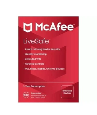 McAfee LiveSafe 2023 1-year subscription for unlimited devices - Image 1 of 4