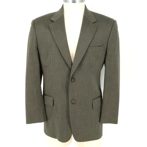 Savile Row Sport Coat Mens 40R Beige Green Wool Jacket Lined Blazer Career - Picture 1 of 17