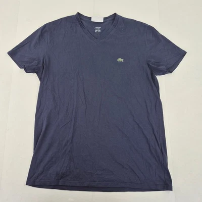 Camiseta LACOSTE Grande 5 Azul Marino Para Hombre 100% Algodón Cuello en V Lo... - Imagen 1 de 4
