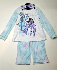 Disney Frozen Blue Girls 2 Pc - Soft Micro Fleece Pajama Set - Size 7 - Picture 1 of 5