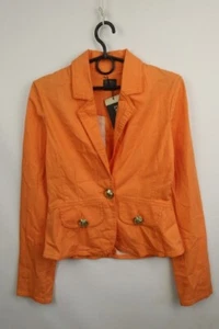 Versace Jeans Couture Orange Collared Notch Lapel Long Sleeves Cropped Jacket M - Picture 1 of 24