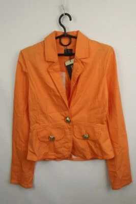 Jaqueta cropped Versace Jeans Couture laranja colarinho entalhe lapela manga comprida M - Imagem 1 de 4