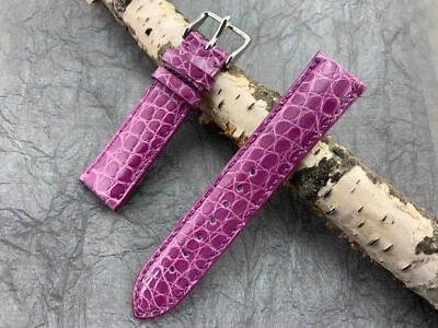 Nuevo Genuino Caimán Unisex Hadley Roma Púrpura Brillante 20mm X 18mm Correa HECHO EN EE. UU. Foto 1 de 2