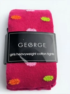 NEW Pink GEORGE Polka Dot Tights Size 7 8 9 10 NIP NWT - Picture 1 of 2