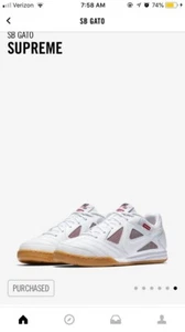 2018 SUPREME x Nike SB Gato White Gum Size 9 - Picture 1 of 2
