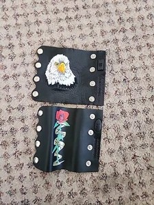 Genuine Harley Davidson Black Leather Ponytail Holder Hair Gloves Rose & Eagle - Picture 1 of 5