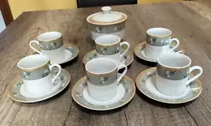 SERVIZIO CAFFE'. 6 TAZZINE DECORATE + ZUCCHERIERA - NUOVE - Foto 1 di 2