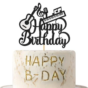Music Happy Birthday Cake Topper Music Theme Birthday Party Supplies Cake Decor - Picture 1 of 6