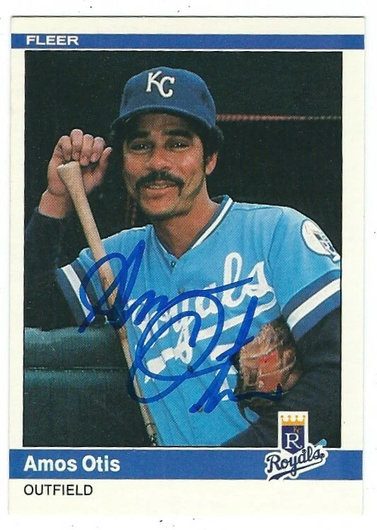 Autographed AMOS OTIS 1984 Fleer Kansas City Royals card #351 w/ Show Ticket - Image 1 of 1