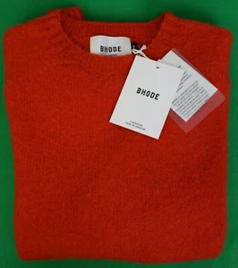 Bhode Of Scotland Scarlet Red Shaggy Dog Shetland Wool Crewneck Sweater Sz L - Bild 1 von 5