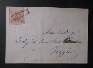ITALIA ,ITALY 1858 NAPOLI STEMMA 2 Sicilie 2gr. rosa II° Tav lettera FOGGIA SS.6 - Picture 1 of 3