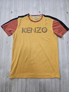 Kenzo Paris Shirt Mens XL Orange & Black Short Sleeve Cotton Logo Casual Tee - Picture 1 of 6