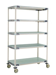 METRO METROMAX I 5SHELF 900LB MOBILE SHELVING CART POLYMER SS ANTIMICROBIAL RACK - Picture 1 of 13